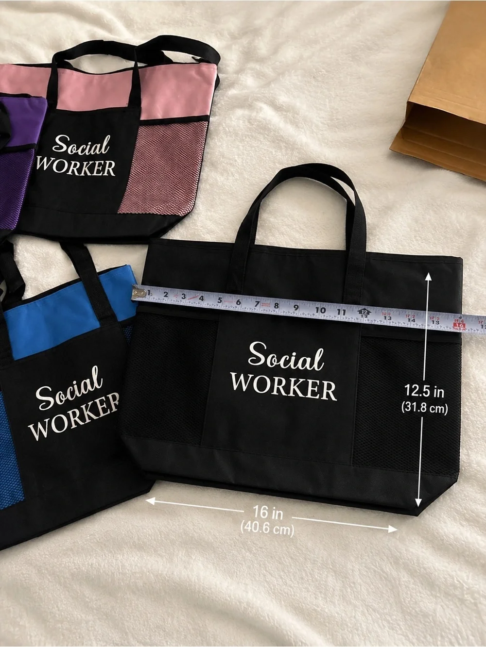 Social Worker Canvas Tote Bag - Pink Accent 6 bags